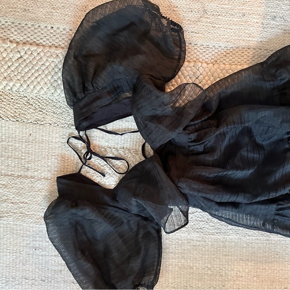 Free People Black Sheer Midi Dress - Picture 4 of 9